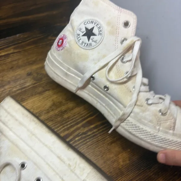 Converse White Hi Lift Platform‎ Floral Embroidered Sneakers Size 8 - Image 5