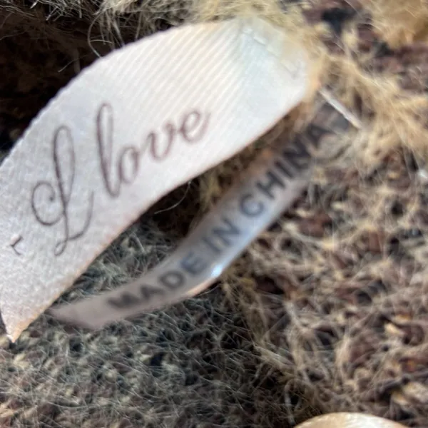 L Love Leopard Print Fuzzy Eyelash Knit Sweater Boho Festival Cozy top size L - Image 4