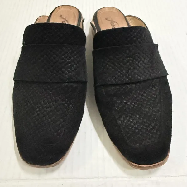 Free People At Ease Slide Shoes Womens Size 6 36 Black Suede Square Toe Mules - Image 6