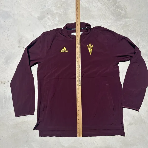 Sun Devils 1/4 Zip Jacket Men's SZ S Red Light Adidas Arizona State NCAA Team - Image 5