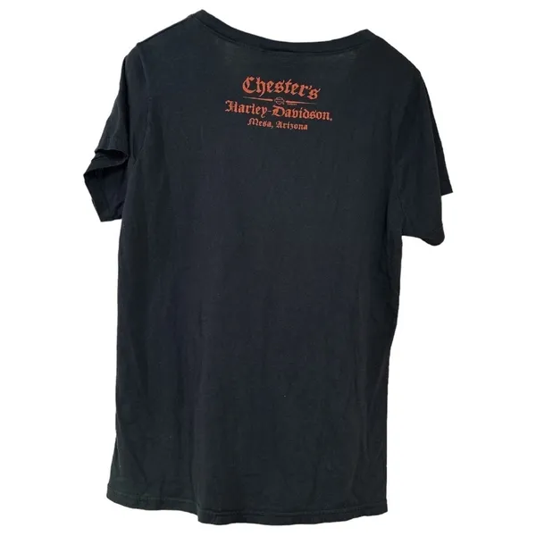 Harley-Davidson Women's V-neck Chester's Mesa, Arizona T-shirt Black Medium - Image 3
