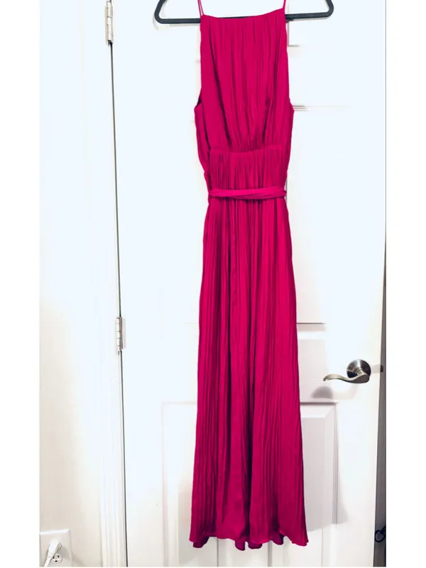 Banana Republic Pleated Maxi Dress Pink Size L - Image 2