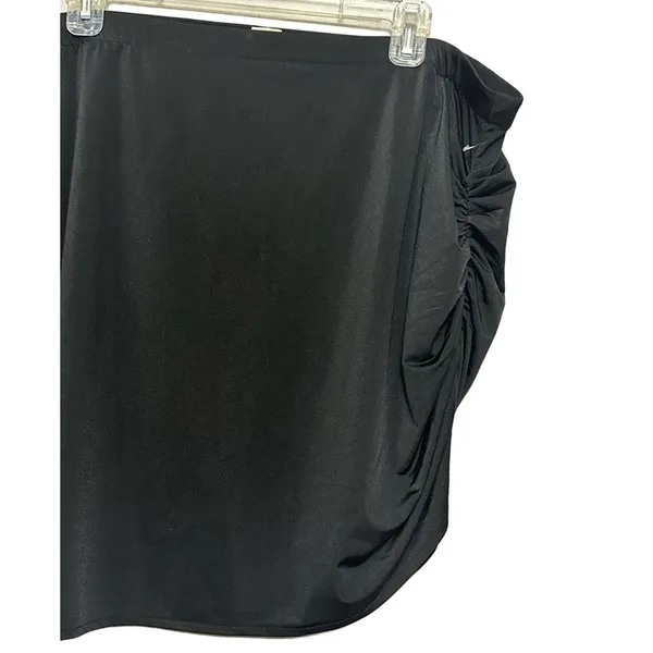 Open Edit Black Ruched Asymmetrical Mini Skirt 2X Plus Bodycon NWOT Edgy Sexy - Image 3