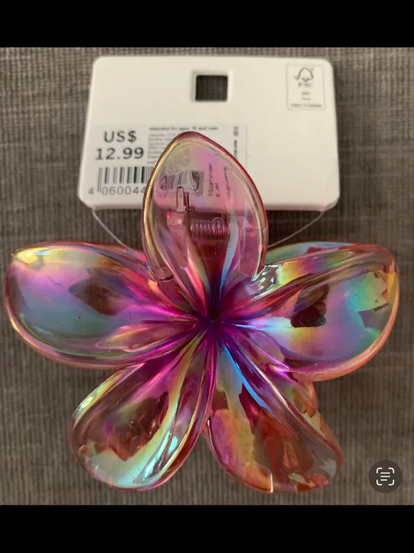 Iridescent Pink Flower Hair Clip - Women Accessories - Image 2