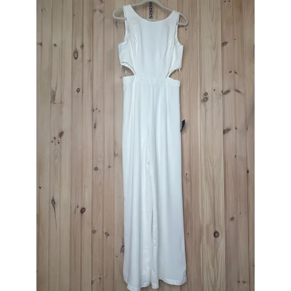 NWT Lulus Moments to Remember White Sleeveless Wide-Leg Cutout Jumpsuit Classy S - Image 3