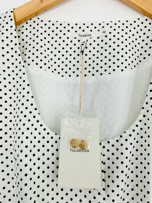 Tularosa Ellis Mini Dress White Black Polka Dot Nwt - Image 6