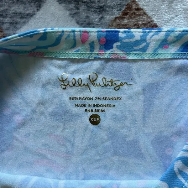 Lilly Pulitzer UPF 50 +‎ Cotton Sophie Dress Into the Deep Size XXS Pink Blue - Image 7