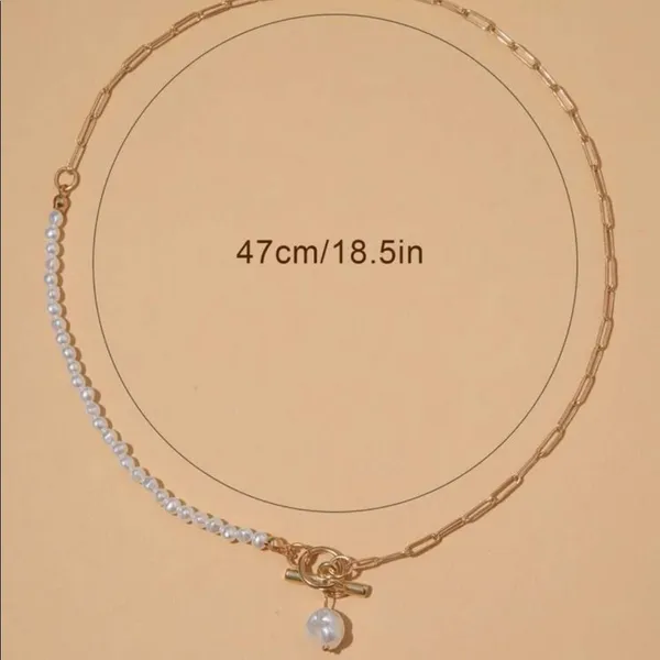 Natural Ocean Pearl Pendant Charm Natural Pearls gold chain necklace toggle clsp - Image 3