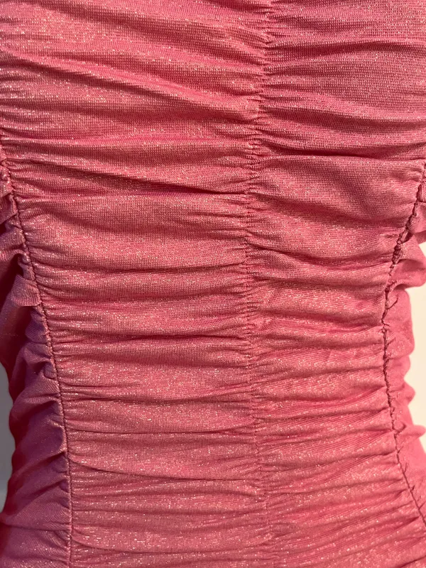 Kate Kasin Hot Pink Ripple Rib One Shoulder - Image 5