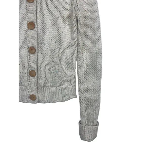 Abercrombie & Fitch Lambswool Chunky Knit Cardigan Sweater Cream VTG Y2K READ - Image 4
