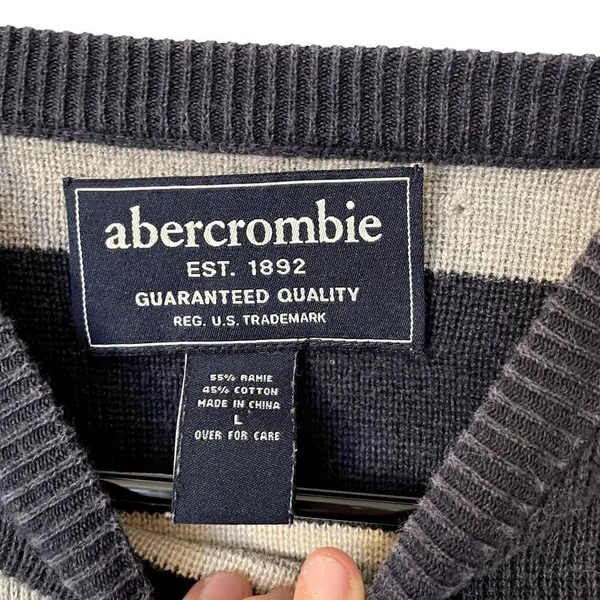 Abercrombie navy and gray knit crewneck sweater comfortable warm winter top - Image 5