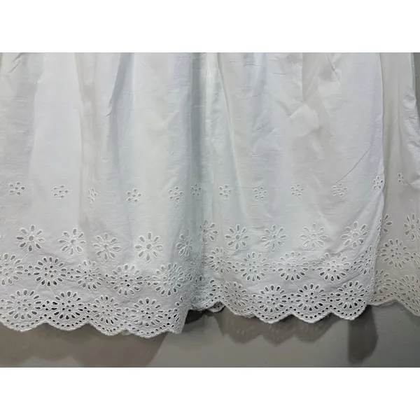 J.Crew Eyelet Mini‎ Dress 8 White Excellent Scalloped Surplice V-Neck - Image 9