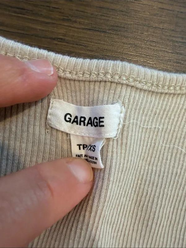 Garage Ribbed Beige V-Notch Tank Top Size XS - C33-093 - Image 2