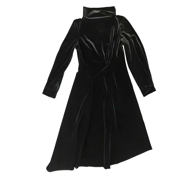 Soft Surroundings Saorise Velvet‎ Dress 4 High Neck Asymmetric Evening Wedding - Image 2