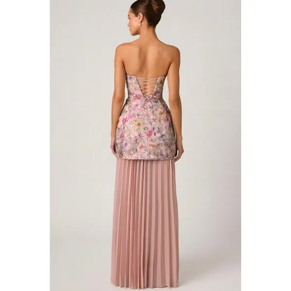 Oh Polly Galia Embellished Convertible Lace-Up Gown Dress Floral Pink size 6 New - Image 6