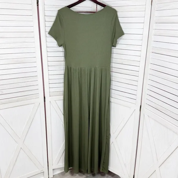 Cider Jumpsuit Square Scoop‎ Neck Wide Leg Short Sleeve Olive Green 0XL 12 14 - Image 10