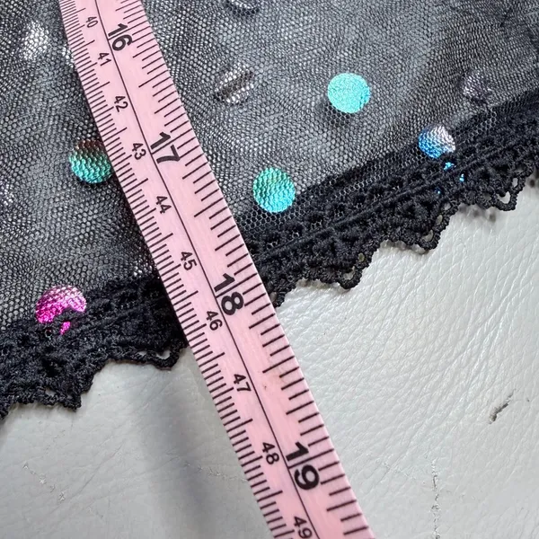 SheIn Black Mesh Boxy Sequin Top Sheer Evening Size 0XL - Image 6
