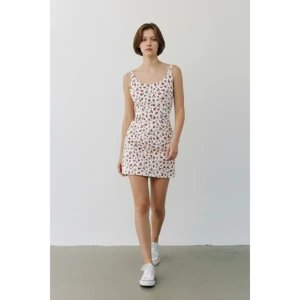 No Boundaries Womens Denim Dress Size M Ditsy Floral Print Mini Tank Sleeveless - Image 8