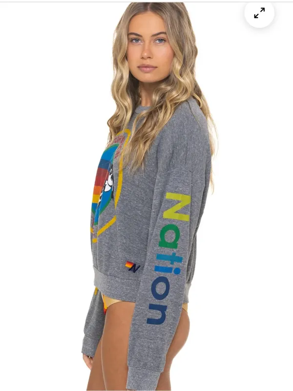 Aviator Nation relaxed graphic crewneck sweater Venice beach in heather grey - Image 6