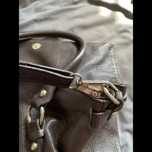 Brown leather handbag, EUC - Image 3