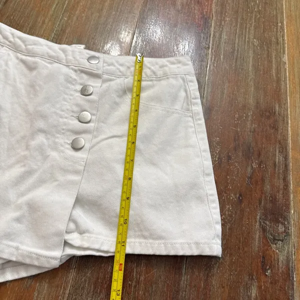 Altar'd State White Mini Wrap Skort Medium Silver Buttons - Image 8