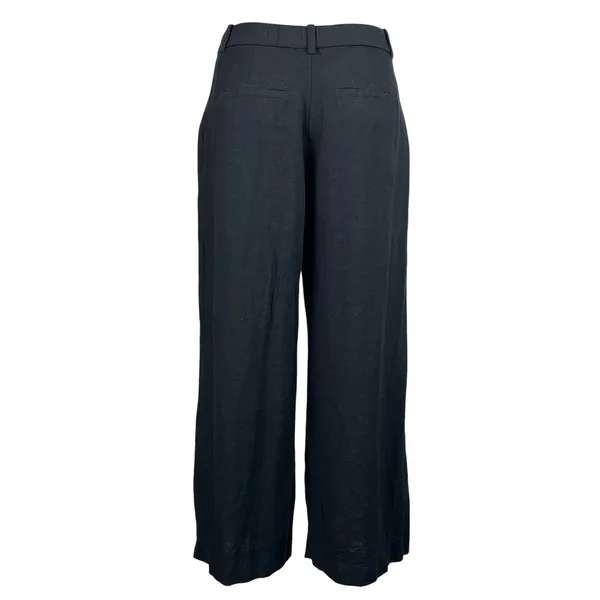 Abercrombie & Fitch Women's Dark Gray Linen Pleated Wide Leg Trouser Pants Sz 27 - Image 3