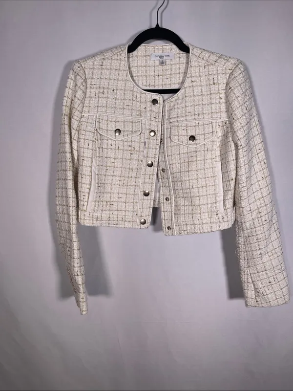 Toccin X Rtr. Off White Tweed Jacket Cropped Medium Gold - Image 2