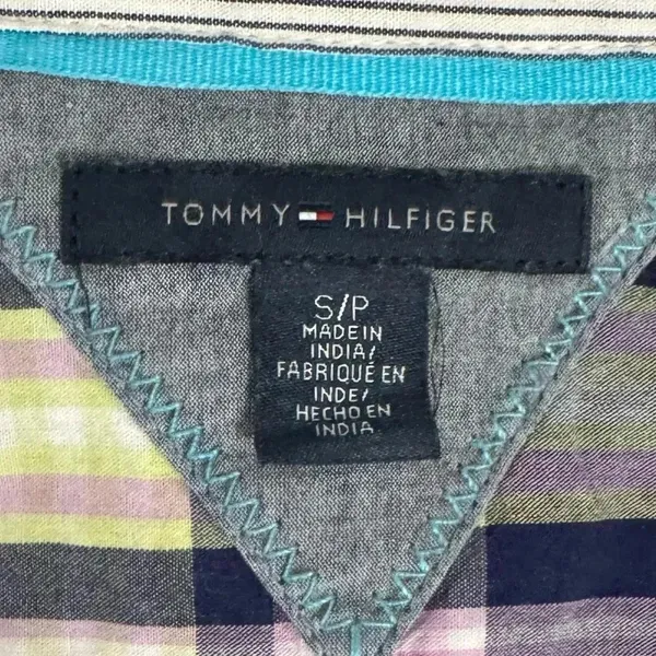 TOMMY HILFIGER Shirt Womens Small Purple Plaid Long Sleeve Button Front Top - Image 8