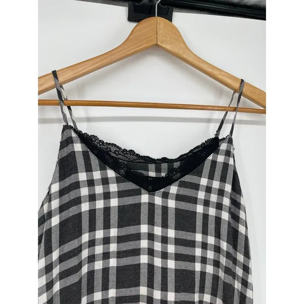 Zara Black White Gingham Lace Slit Shark-bite‎ Hem Size S Y2K Grunge Boho Punk - Image 4