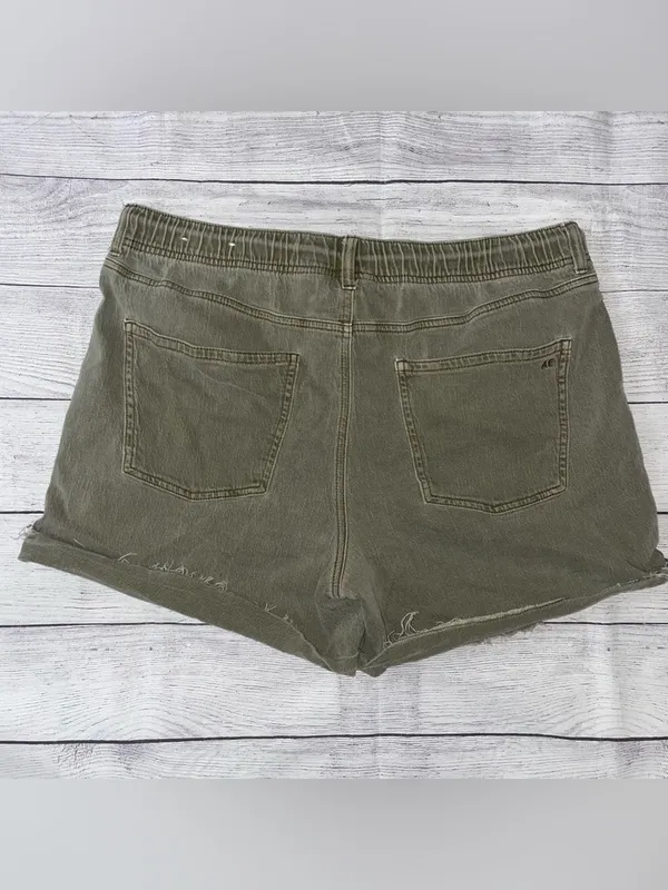 American Eagle Outfitters Olive Drawstring High-Rise Casual Shorts - Image 4