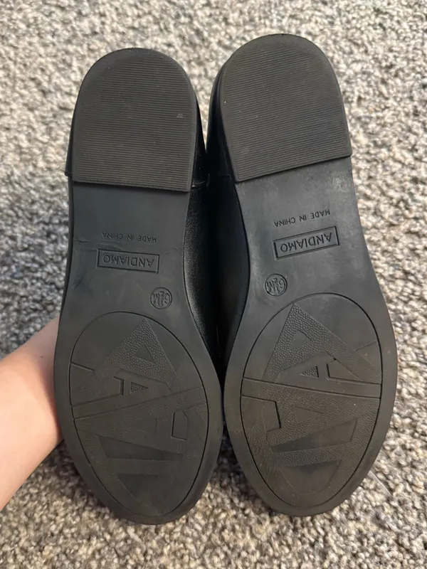 Women's Black Slip-On Loafers with Gold Accent - Image 3
