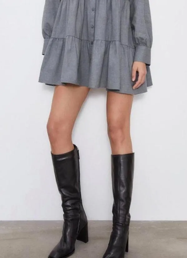 Zara tiered Mini Long Sleeve Cotton Dress Size Small - Image 6