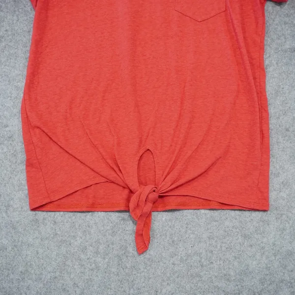 J. Crew Women's Size Small Coral Cotton Tee Shirt Tie Knot Front Casual Soft - Image 3