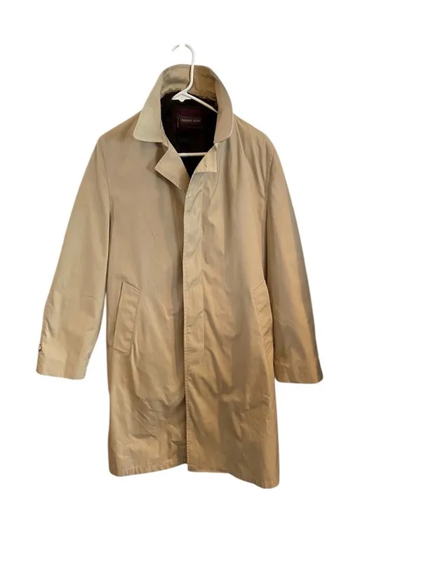 Vintage Adams Row Tan Trench Coat Brown Faux Fur zip-in lining Old money Classic - Image 2