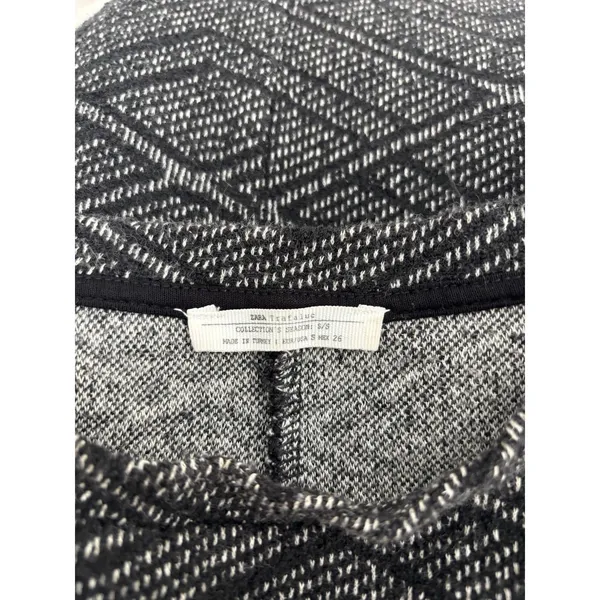 Zara Trafaluc Women's Grey Geometric Knit Short Sleeve Mini Dress Size‎ S Small - Image 3