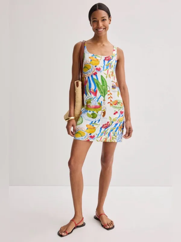 FARM Rio Fresh Table Linen Mini Dress S Fruit Tropical Resort Vacation - Image 3