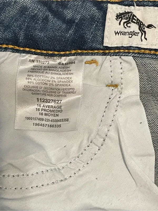 Wrangler Blue Distressed Frayed Hem Jean Shorts - Image 8