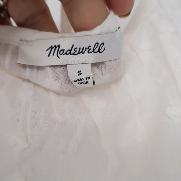 Madewell White Cotton Clip Dot Tiered Midi Dress Tie Back Sleeveless Small - Image 2