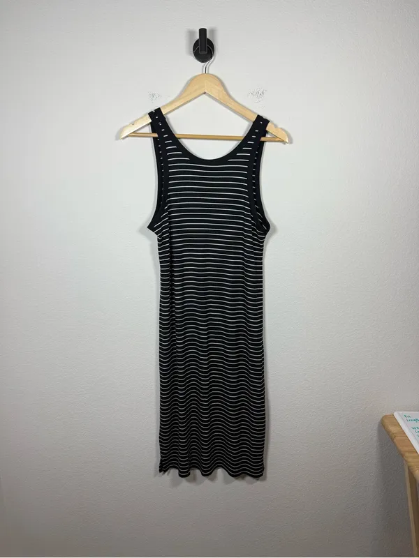 Abercrombie & Fitch Ribbed Striped Midi Tank Dress Black White Size M - Image 2