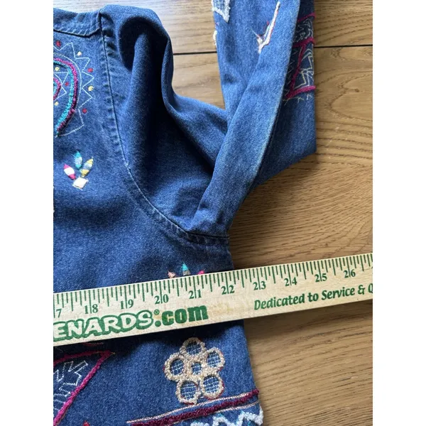 New Direction Denim Jacket Women Large Embroidered Patches Buttons Sparkle Aztec - Image 6