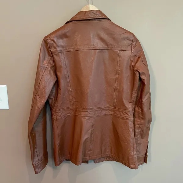 Vero Moda Button Leather Jacket Brown Size‎ Medium - Image 8