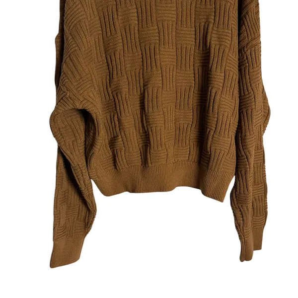 Reformation Winnie Brown Basketweave Organic Cotton Crewneck Sweater Size XL - Image 11