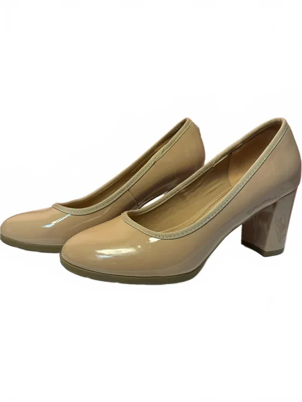 AK Anne Klein iFlex Nude Patent Block Heel Pumps Classic Comfort Heels - Image 3