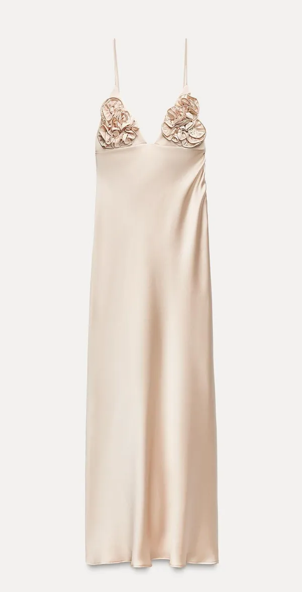 Zara dress maxi satin slip bodycon ruffled strappy wedding evening cocktail - Image 17
