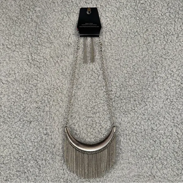 Paparazzi Gunmetal Crescent Fringe Zoo Zone Necklace Set Boho Bling Y2K Classic‎ - Image 6
