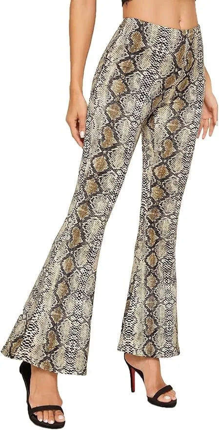 WDIRA Snakeskin Print Stretchy Flare Leg Pants - Image 3