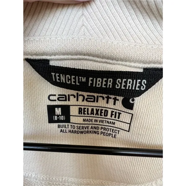 Carhartt Tencel Fiber Series Women's Half-Zip Pullover Sweatshirt Cream Medium - Image 6