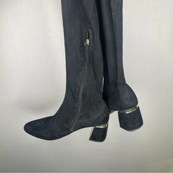 Zara Basic | 41 Black Over the Knee Boots with Block Heel and Pull-On‎ Style - Image 6
