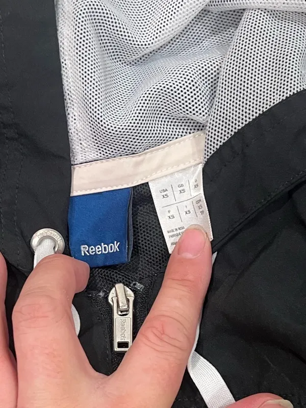 Reebok Black Hooded Windbreaker with White Piping - Image 3