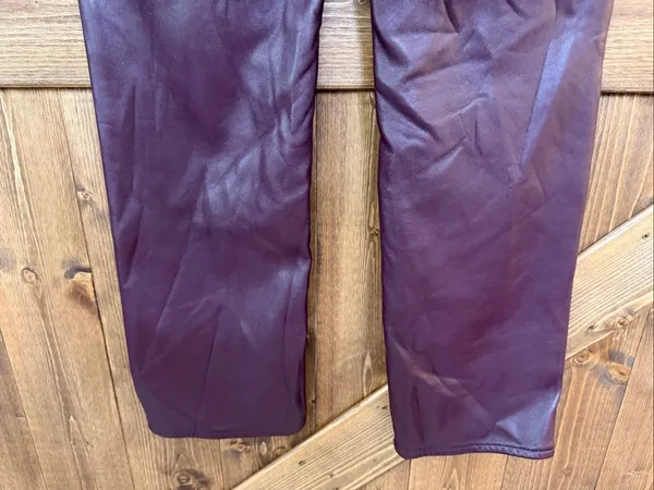 Good American Women’s Faux Leather Straight Leg Pants Burgundy READ Size 6/28 (9 - Image 6